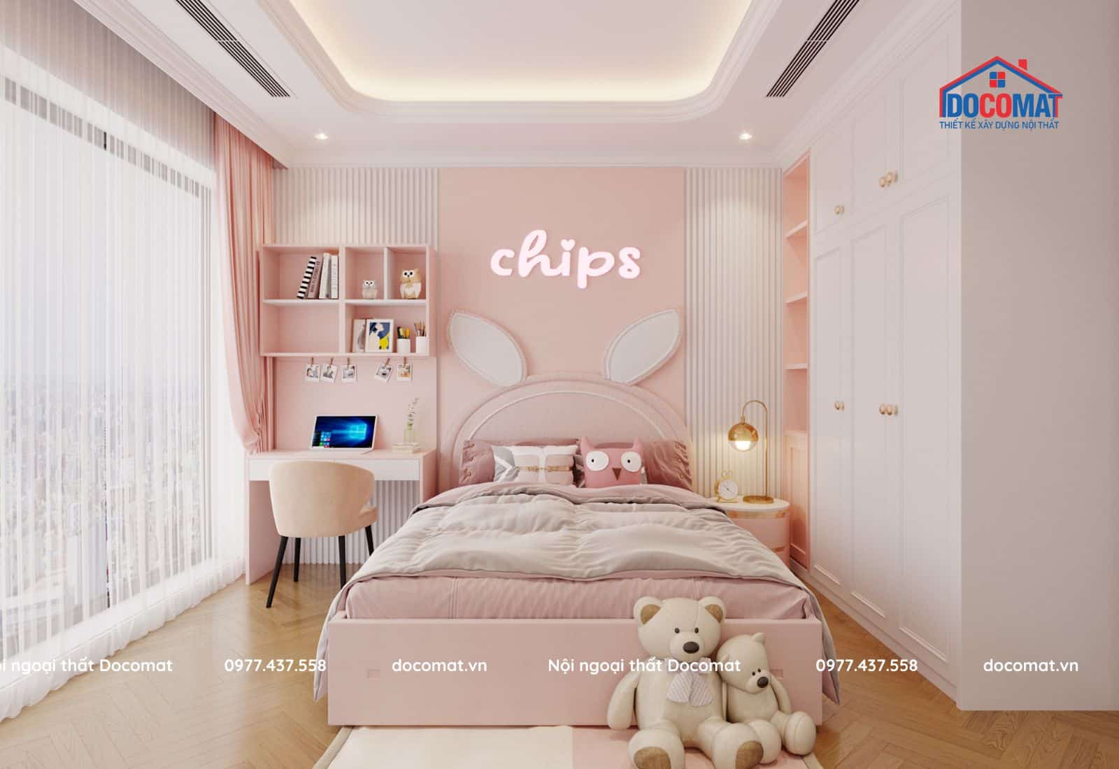 Mẫu thiết kế nội thất phòng ngủ cho bé gái